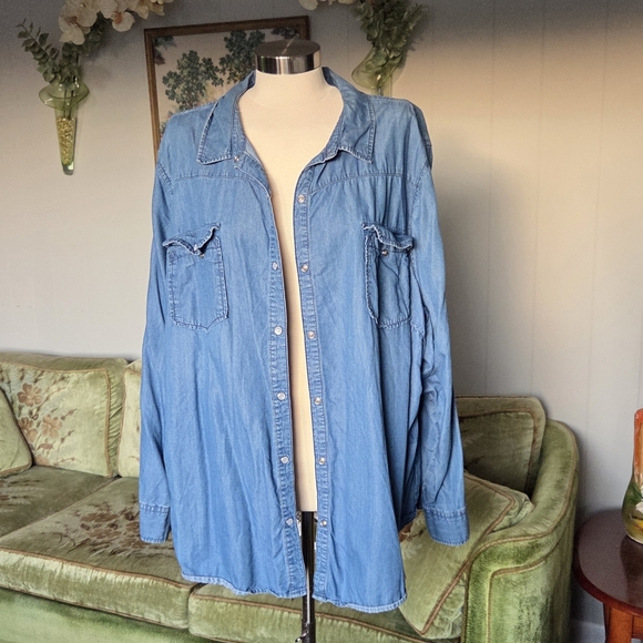 Boutique Plus Tops - Boutique Plus Blue Denim Shirt